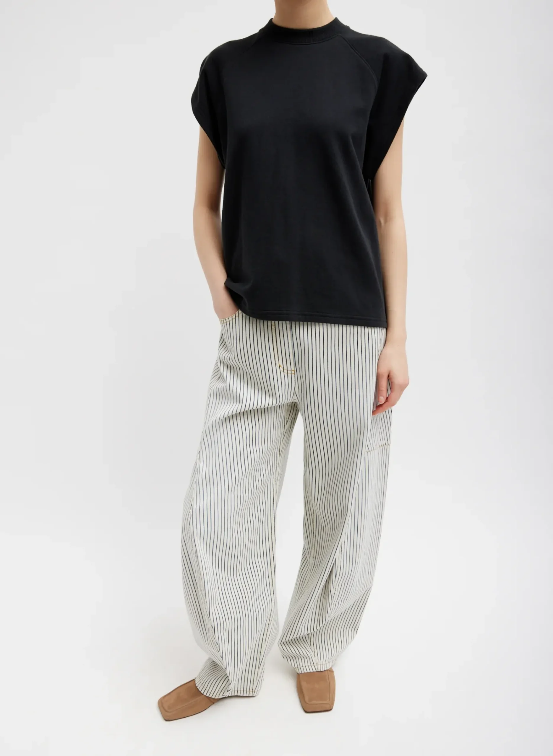 Stone Washed Striped Denim Sid Jean-Tibi Discount