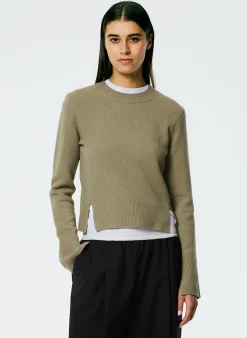 Stretch Cashmere Crewneck Pullover-Tibi Fashion