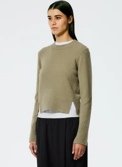 Stretch Cashmere Crewneck Pullover-Tibi Fashion