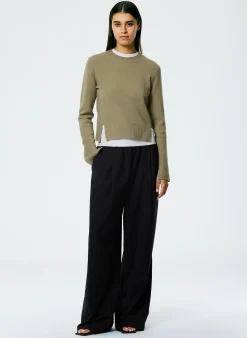 Stretch Cashmere Crewneck Pullover-Tibi Fashion
