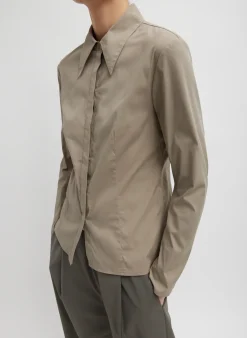 Stretch Cotton Nylon Circular Sleeve Shirt-Tibi Fashion