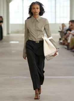 Stretch Cotton Nylon Circular Sleeve Shirt-Tibi Fashion