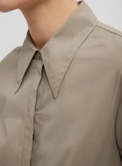 Stretch Cotton Nylon Circular Sleeve Shirt-Tibi Fashion