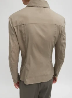 Stretch Cotton Nylon Circular Sleeve Shirt-Tibi Fashion