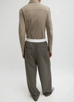 Stretch Cotton Nylon Circular Sleeve Shirt-Tibi Fashion