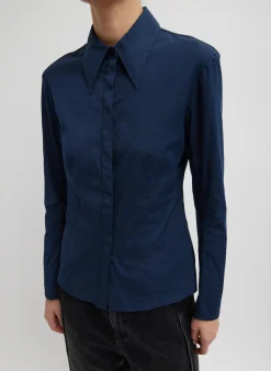 Stretch Cotton Nylon Circular Sleeve Shirt-Tibi New