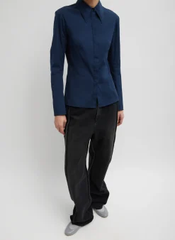 Stretch Cotton Nylon Circular Sleeve Shirt-Tibi New