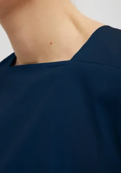 Stretch Cotton Nylon Square Neck Slim Circular Sleeve Top-Tibi Sale