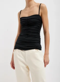 Stretch Light Weight Tech Knit Shirred Cami-Tibi Outlet