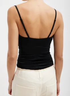 Stretch Light Weight Tech Knit Shirred Cami-Tibi Outlet