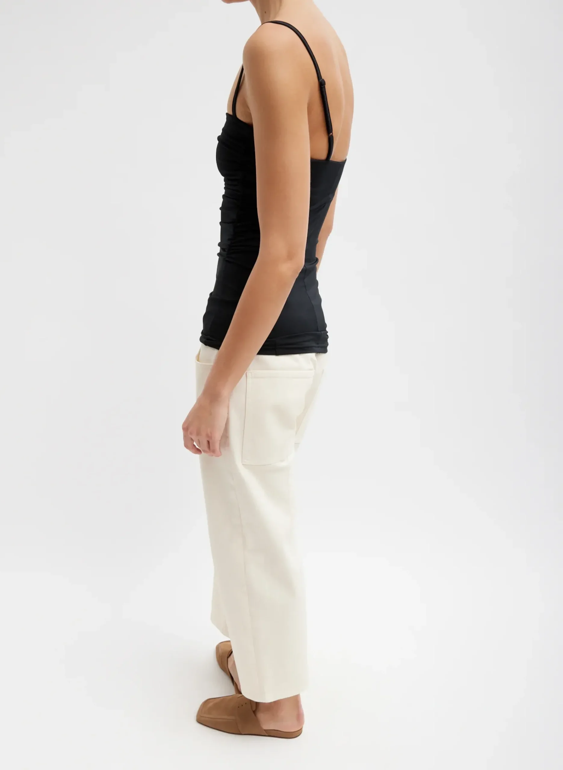 Stretch Light Weight Tech Knit Shirred Cami-Tibi Outlet