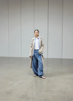 Striped Shirting Gabe Oversized Shirt-Tibi Fashion