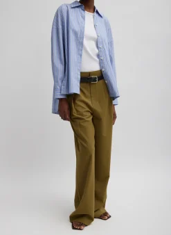 Striped Shirting Gabe Oversized Shirt-Tibi Fashion
