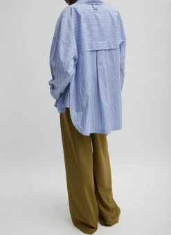 Striped Shirting Gabe Oversized Shirt-Tibi Fashion