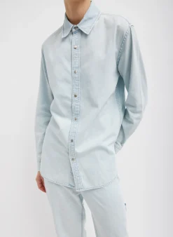 Summer Denim Charlie Slim Men's Shirt-Tibi Fashion