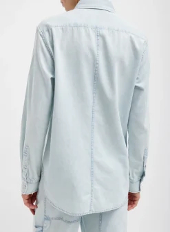 Summer Denim Charlie Slim Men's Shirt-Tibi Fashion
