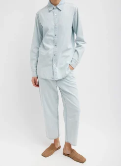 Summer Denim Charlie Slim Men's Shirt-Tibi Fashion
