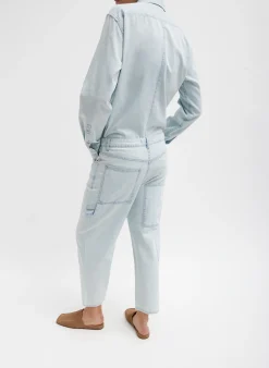 Summer Denim Charlie Slim Men's Shirt-Tibi Fashion