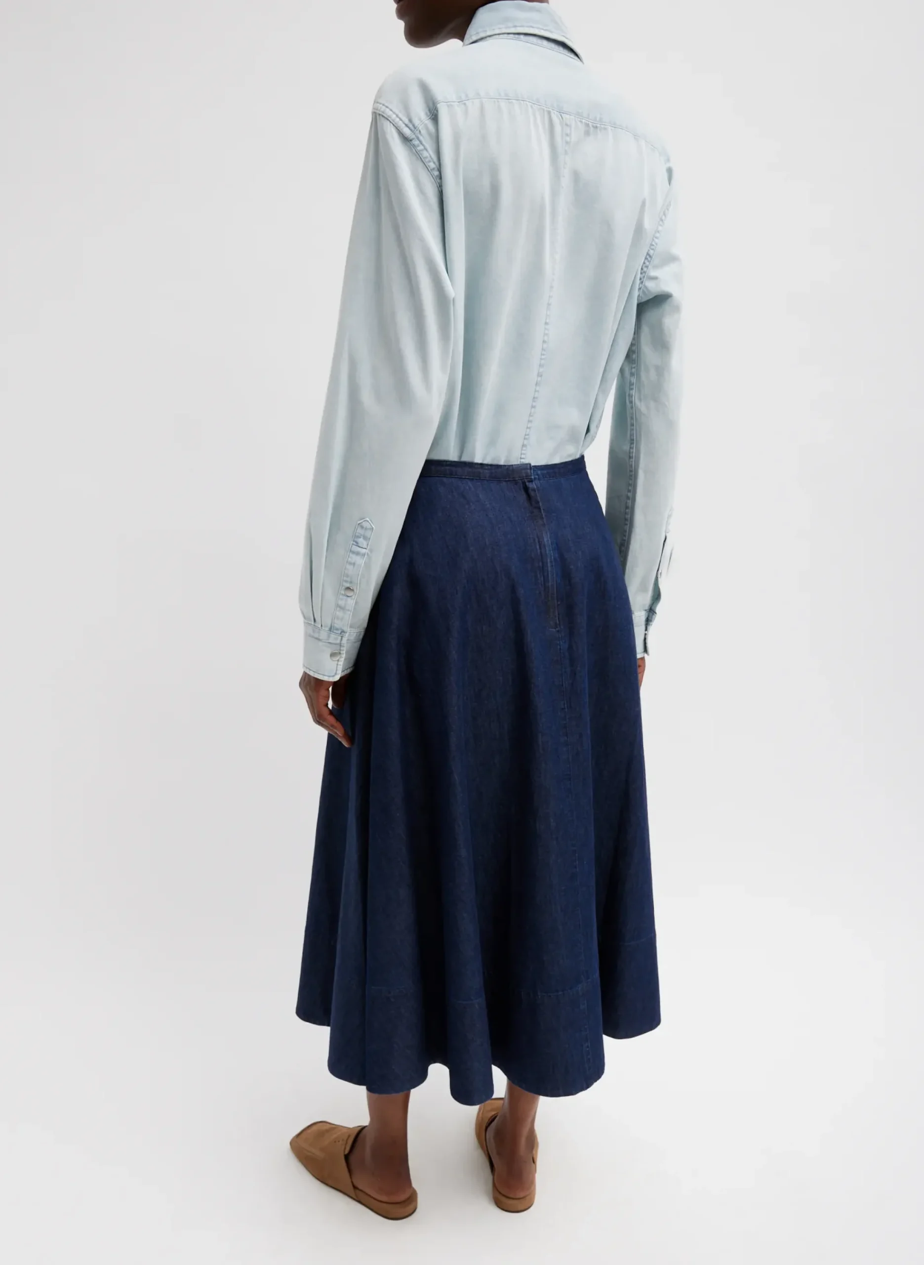 Summer Denim Circle Skirt-Tibi Outlet