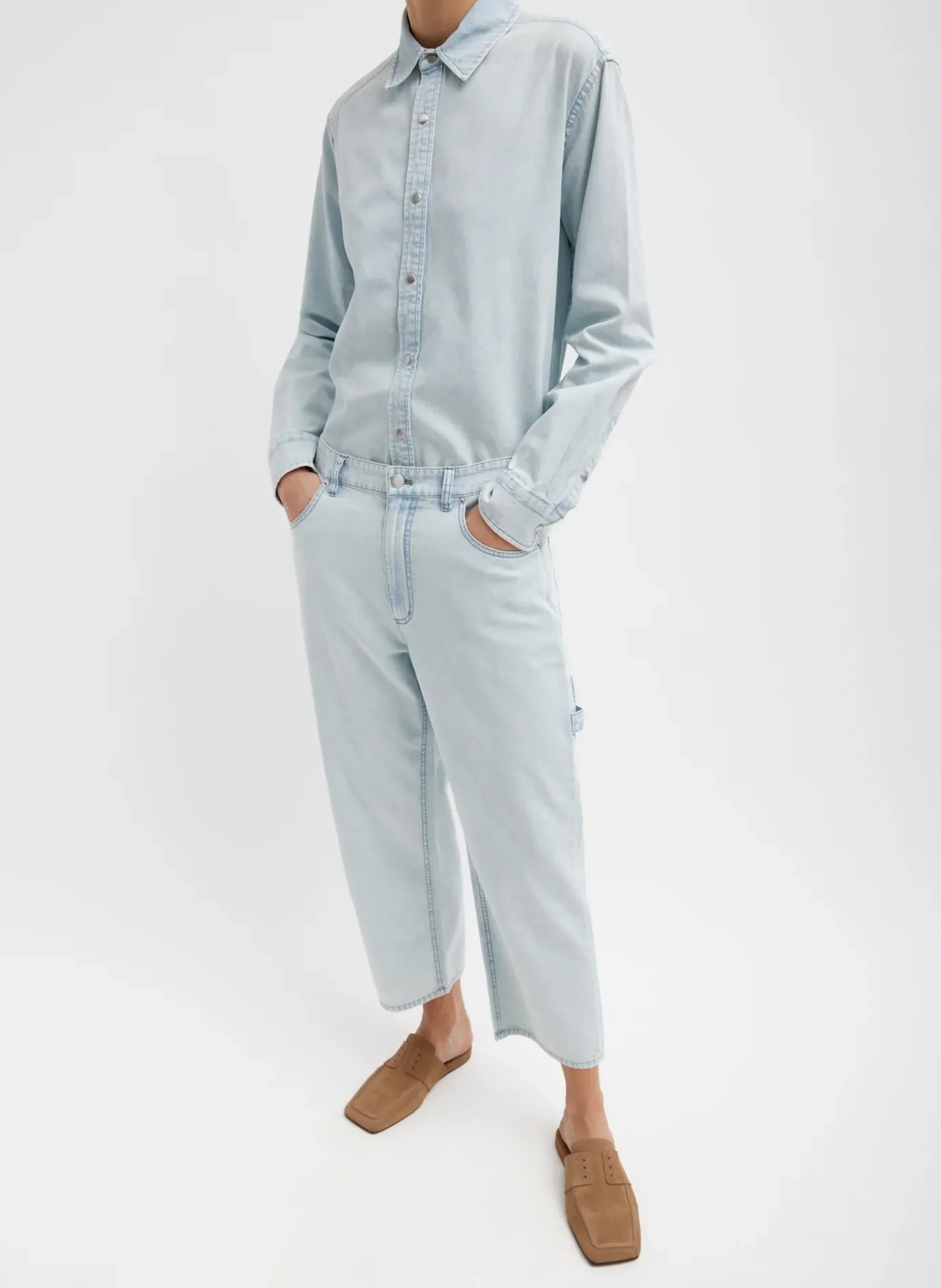 Summer Denim Cropped Slouchy Cargo Jean-Tibi Clearance