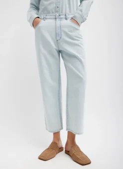 Summer Denim Cropped Slouchy Cargo Jean-Tibi Clearance