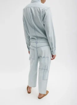 Summer Denim Cropped Slouchy Cargo Jean-Tibi Clearance