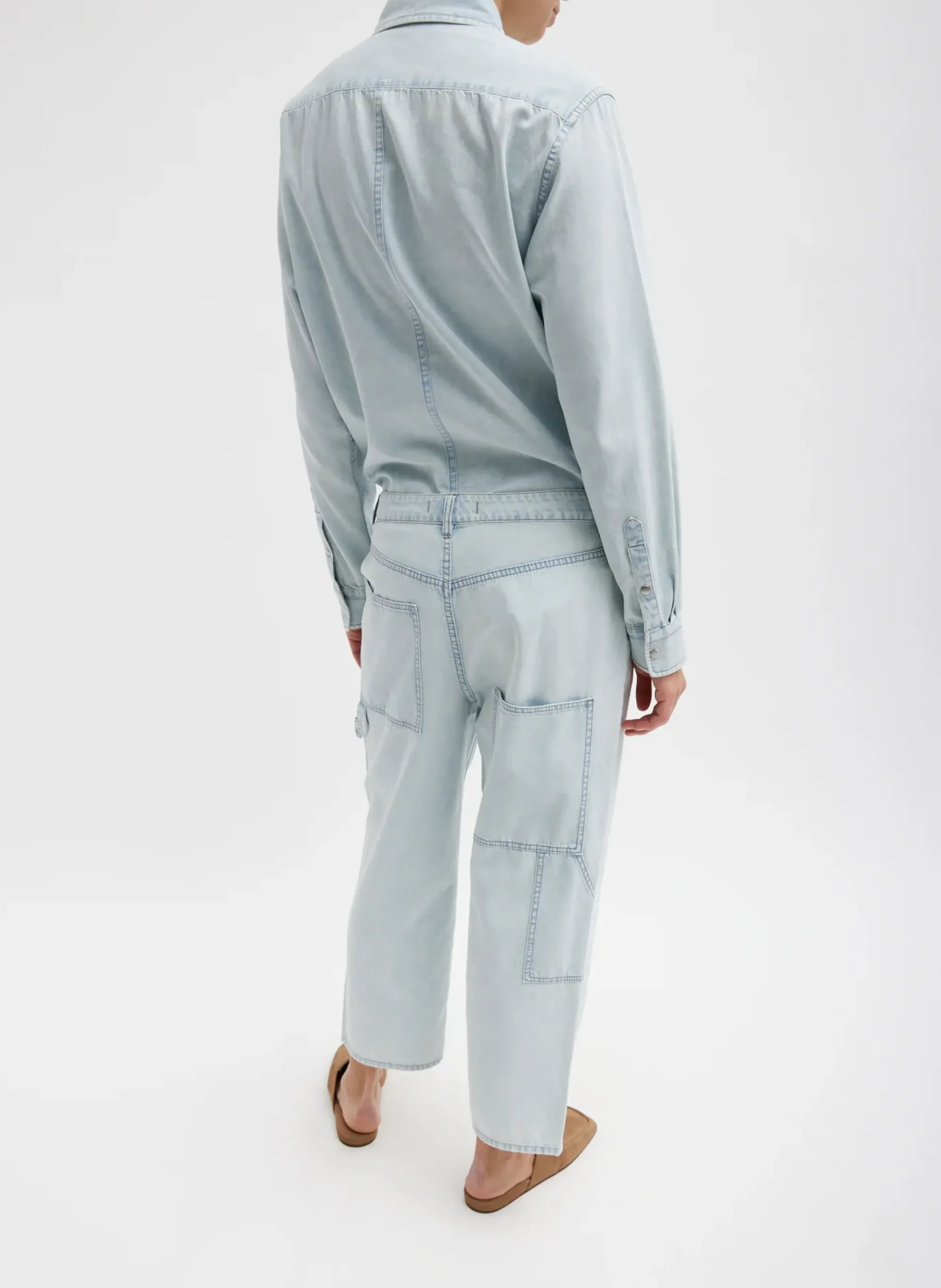 Summer Denim Cropped Slouchy Cargo Jean-Tibi Clearance
