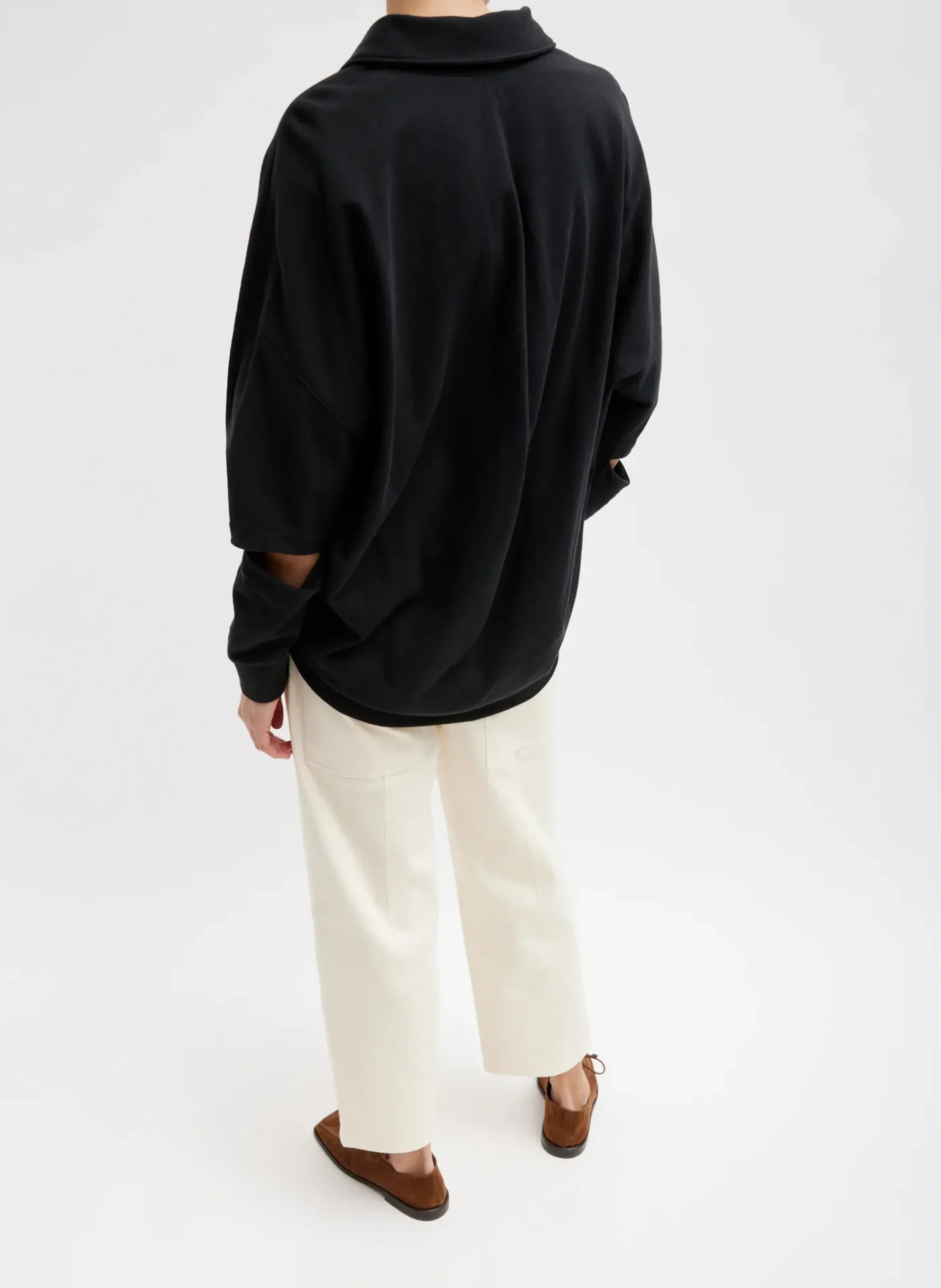 Summer Sweatshirting Polo Collar Sweatshirt-Tibi Clearance