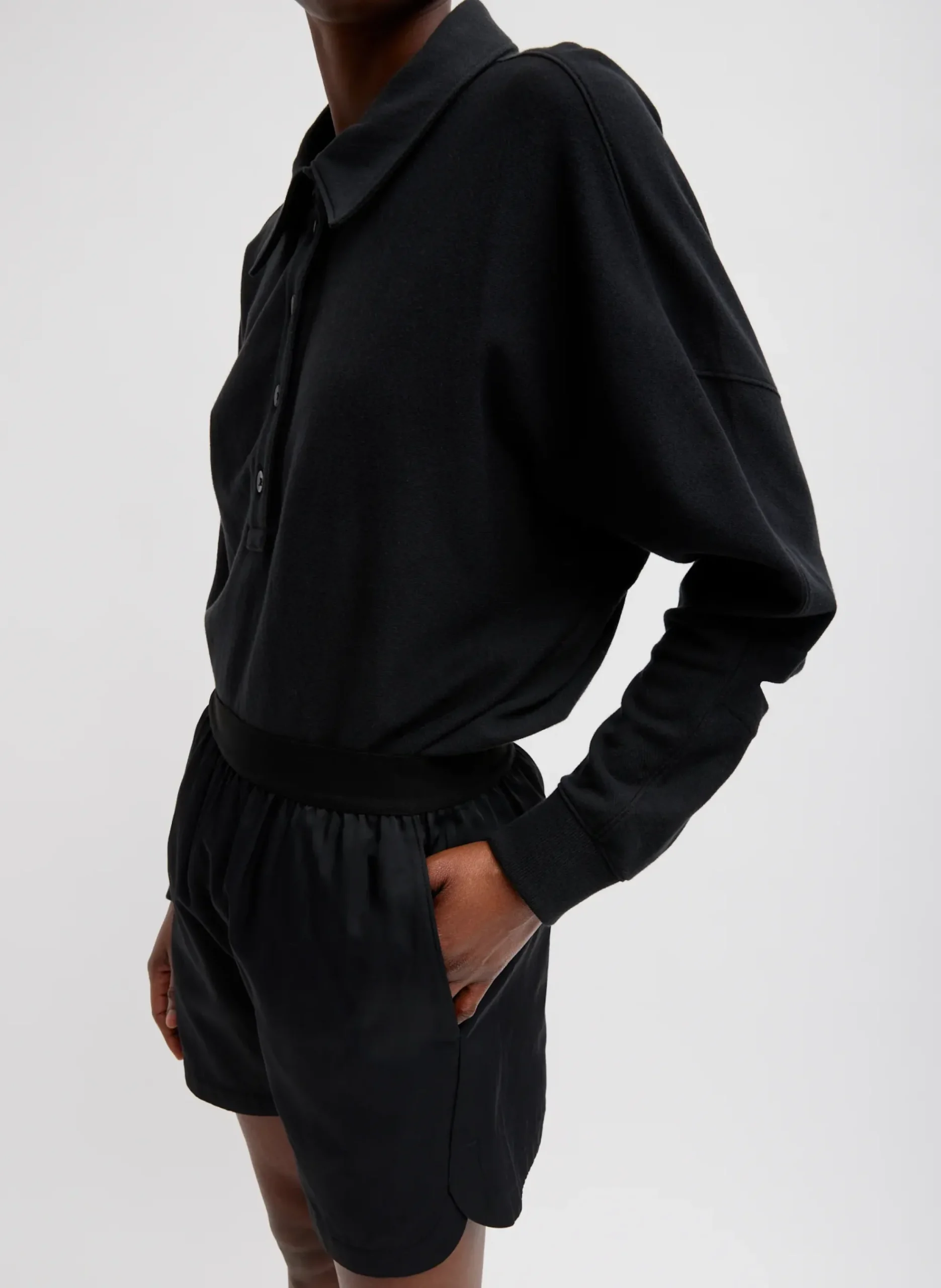 Summer Sweatshirting Polo Collar Sweatshirt-Tibi Clearance