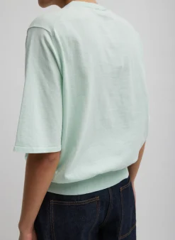 Super Fine Gauge Perfect Short Sleeve Men's Pullover-Tibi Sale