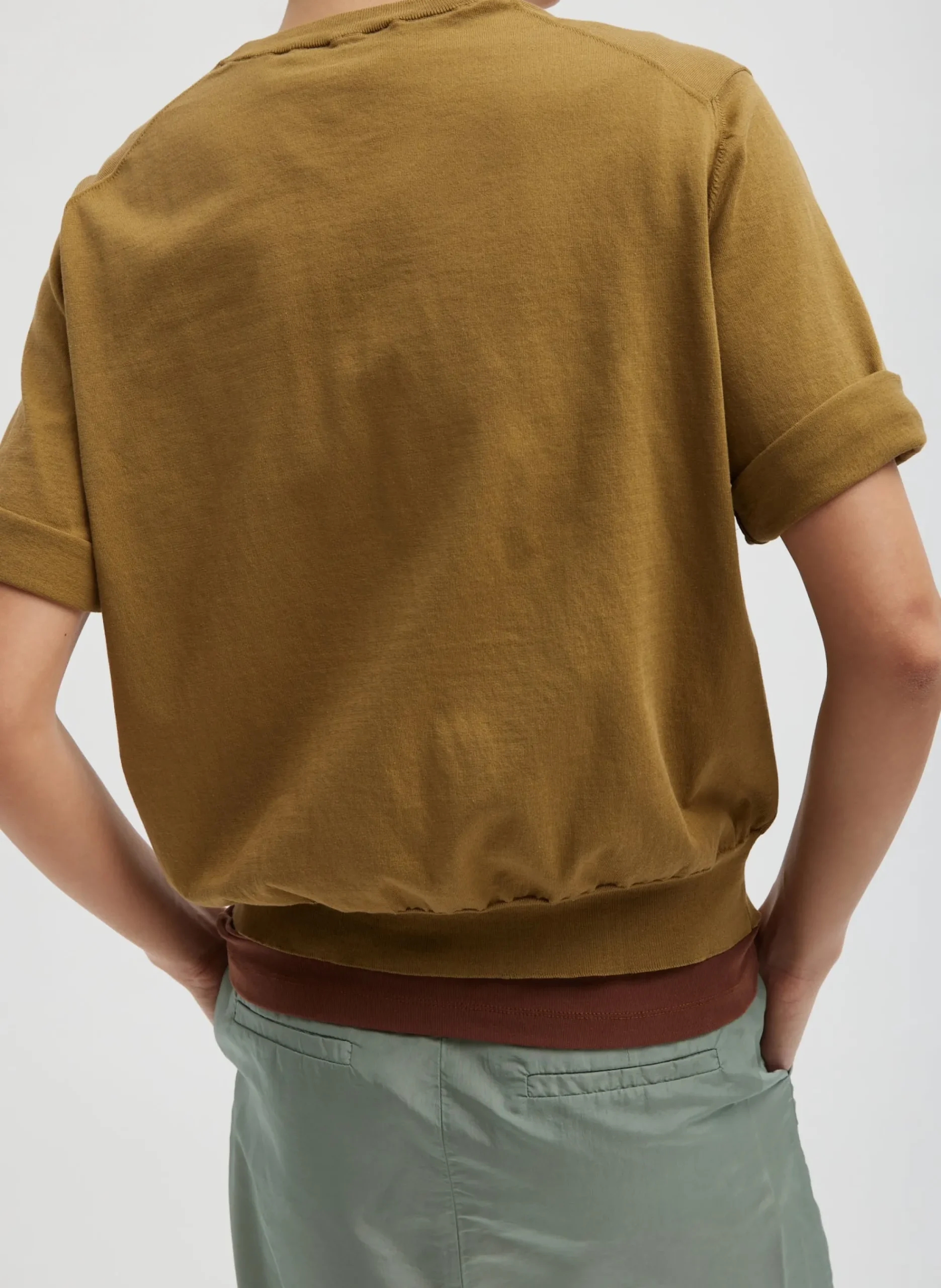Super Fine Gauge Perfect Short Sleeve Men's Pullover-Tibi Best
