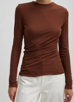 Tencel Knit Twisted Seam Long Sleeve T-Shirt-Tibi New