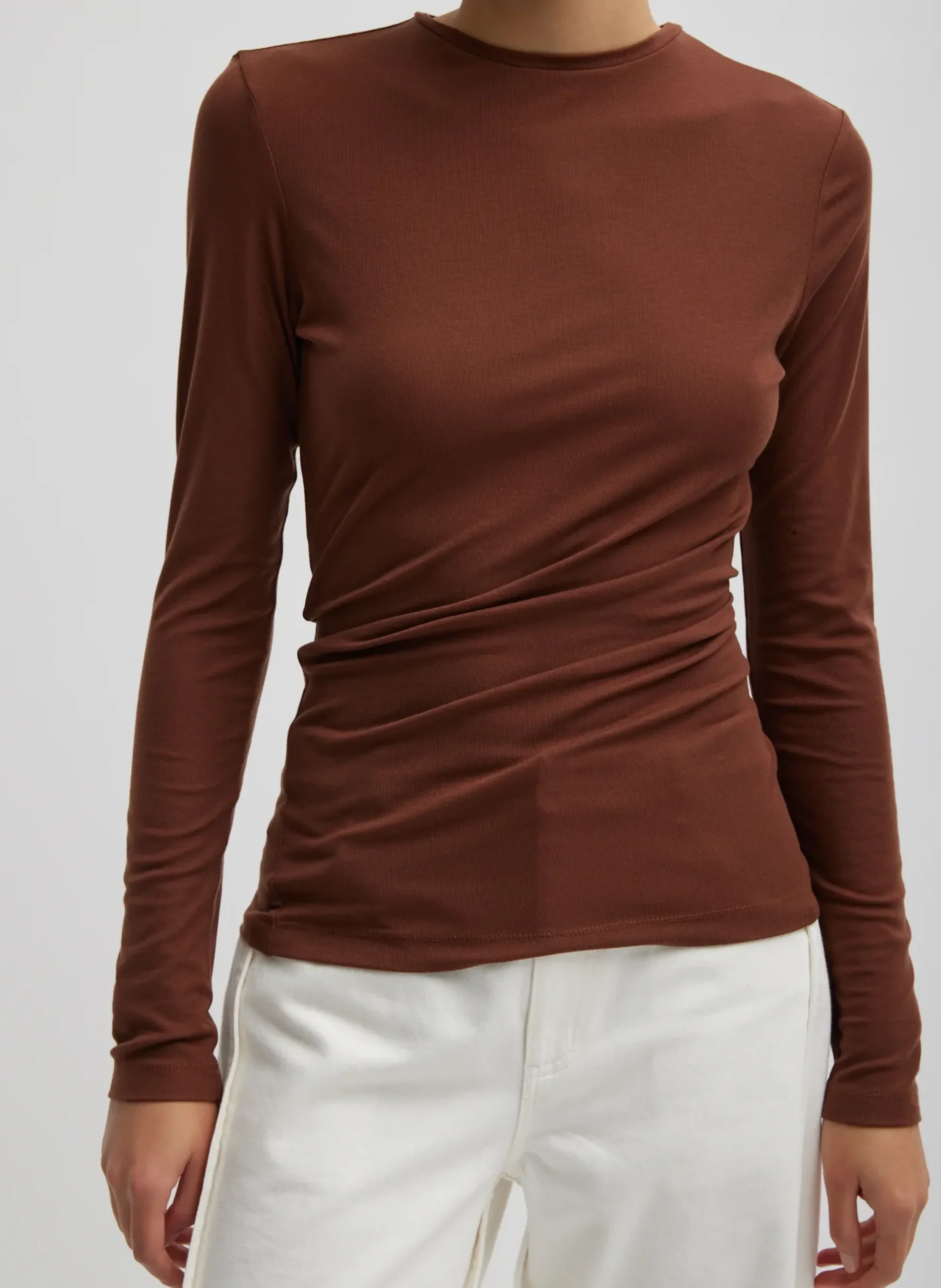 Tencel Knit Twisted Seam Long Sleeve T-Shirt-Tibi New