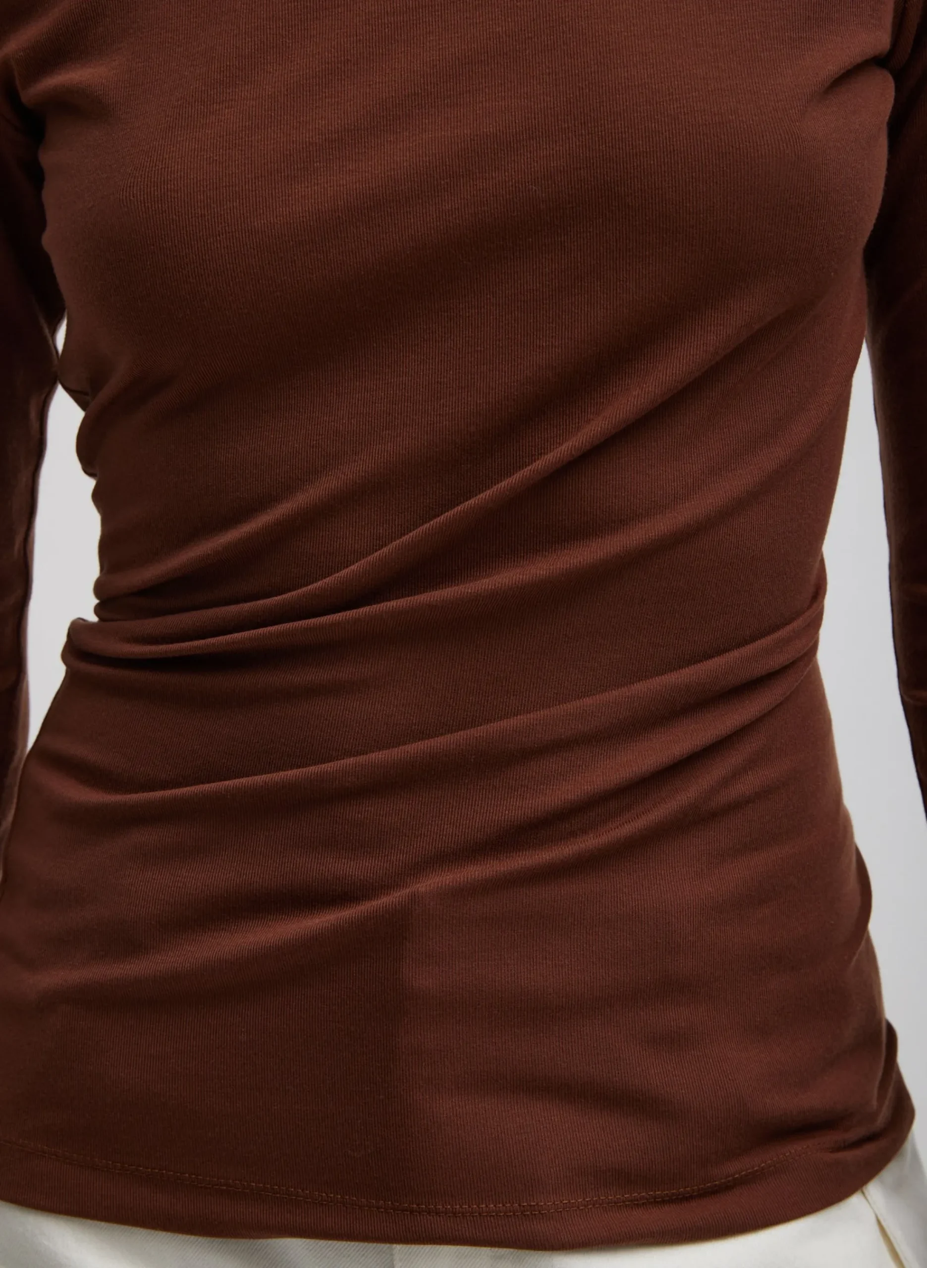 Tencel Knit Twisted Seam Long Sleeve T-Shirt-Tibi New