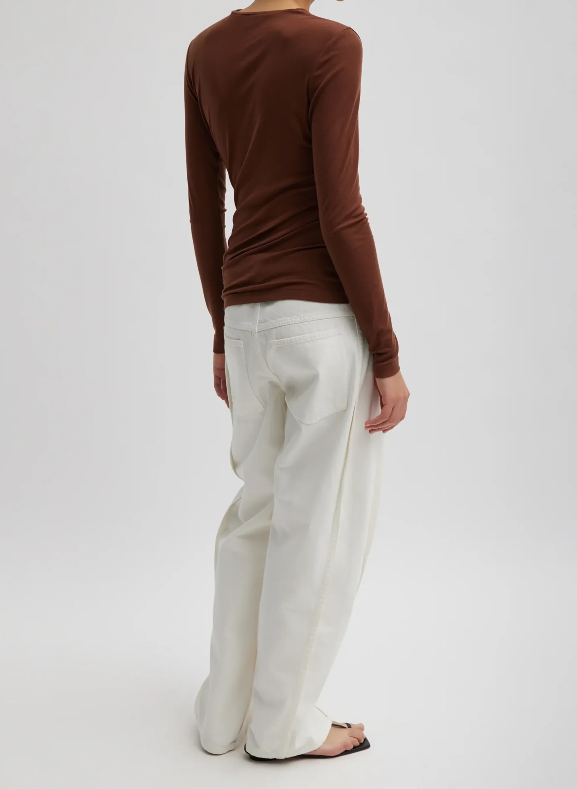 Tencel Knit Twisted Seam Long Sleeve T-Shirt-Tibi New