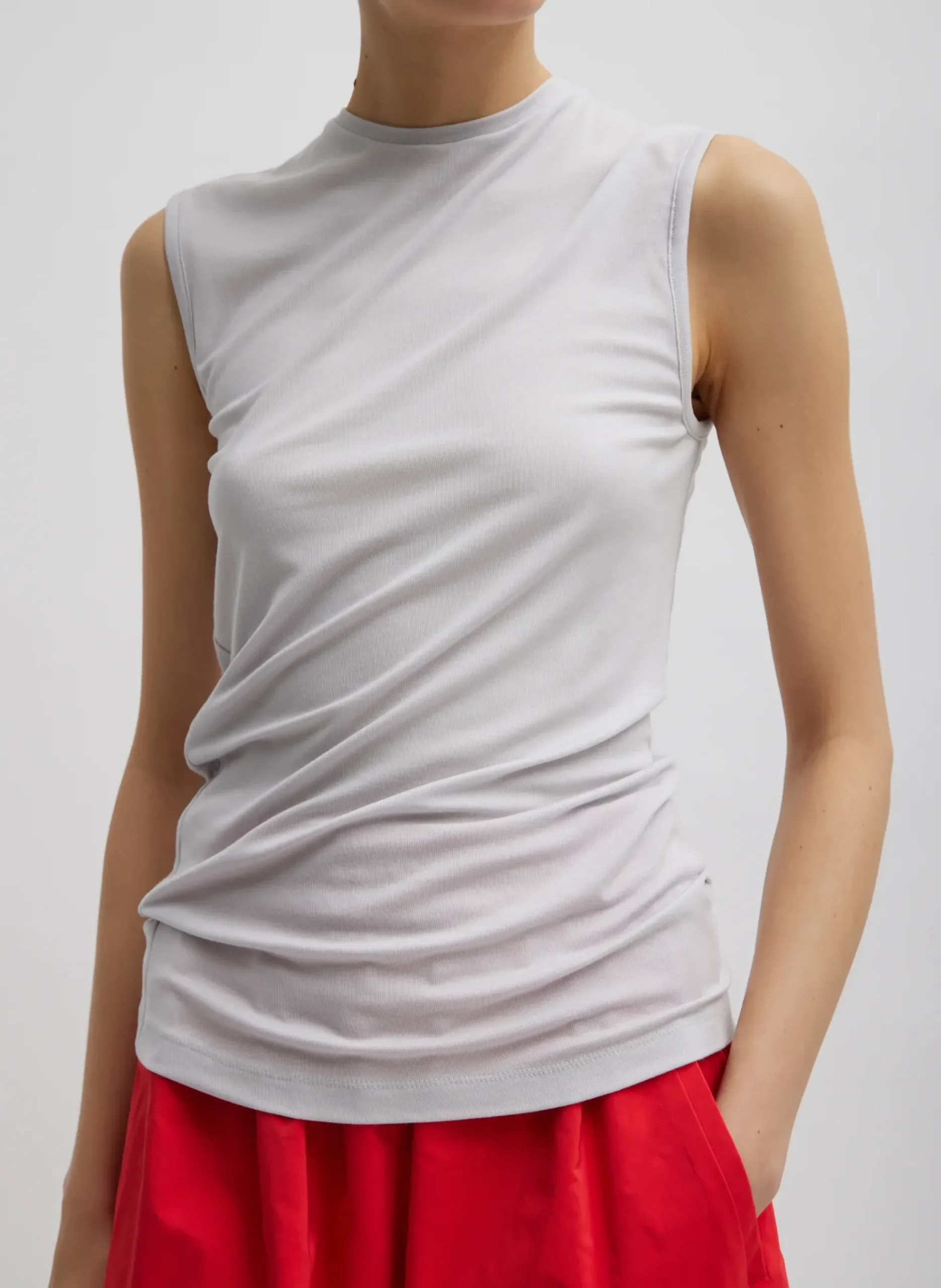 Tencel Knit Twisted Seam Tank-Tibi Hot