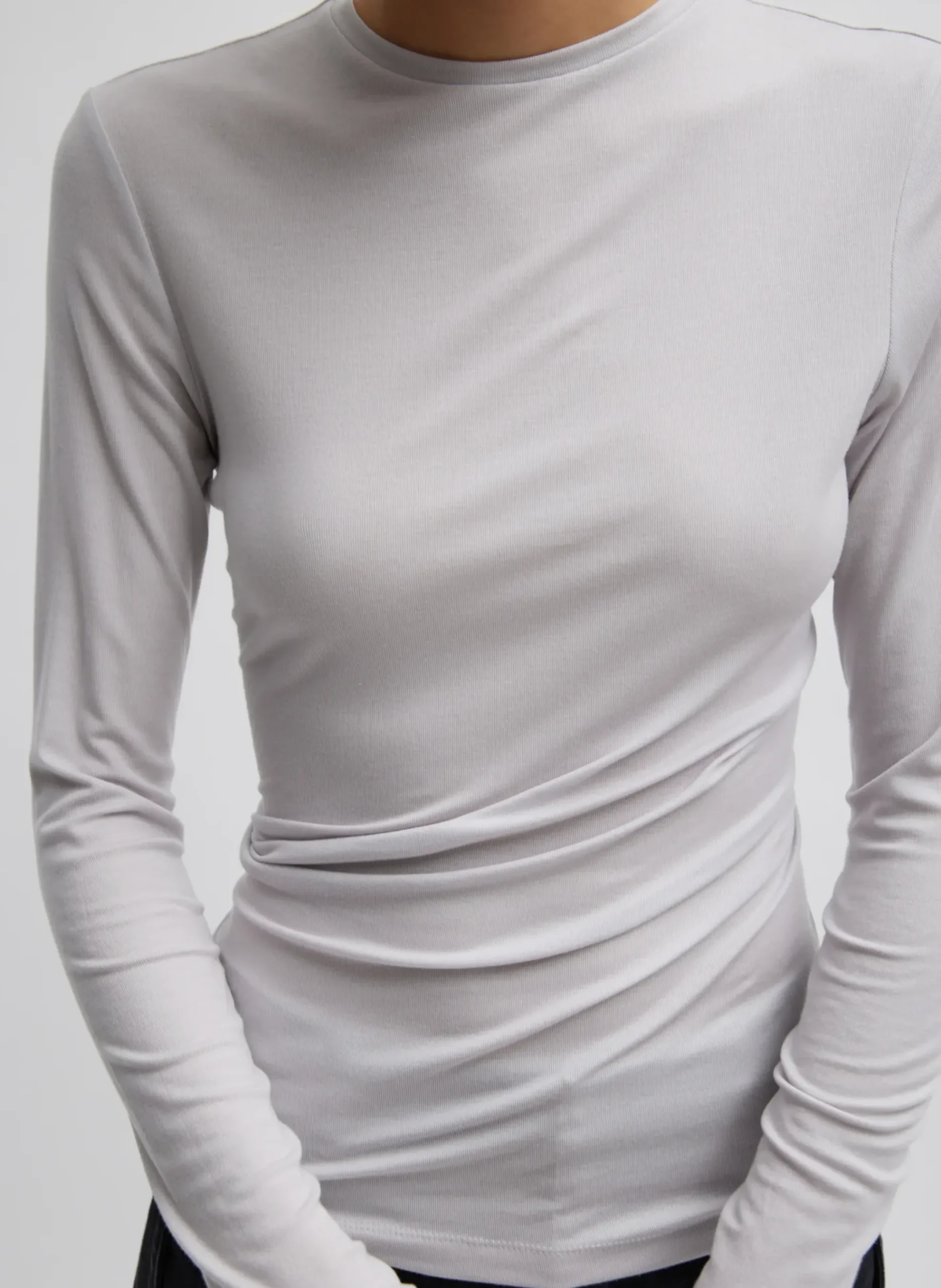 Tencel Knit Twisted Seam Long Sleeve T-Shirt-Tibi New