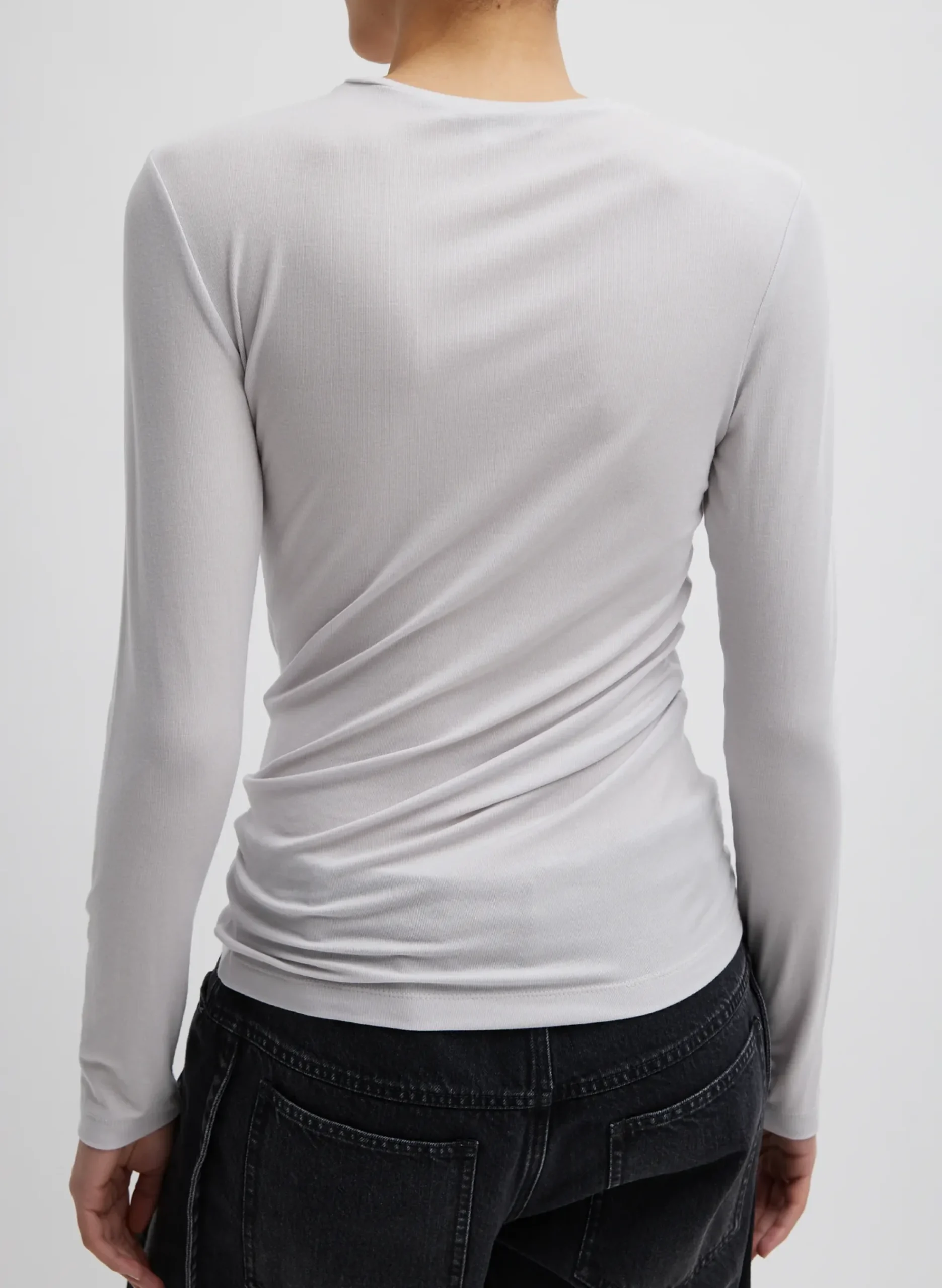 Tencel Knit Twisted Seam Long Sleeve T-Shirt-Tibi New