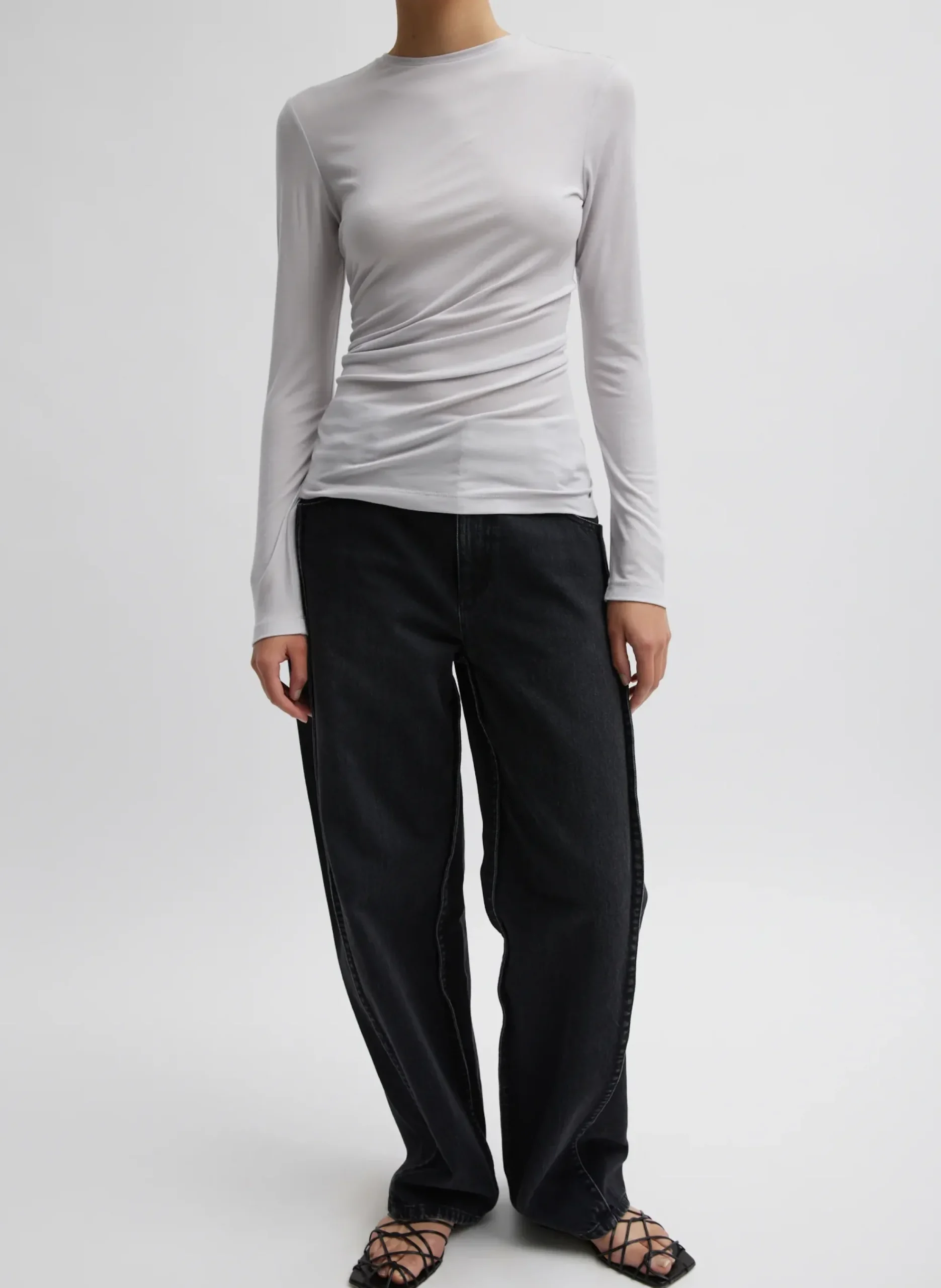 Tencel Knit Twisted Seam Long Sleeve T-Shirt-Tibi New