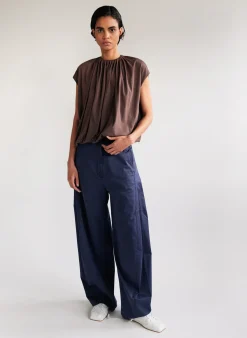 T-Shirting Shirred Neck Circular Top-Tibi Outlet