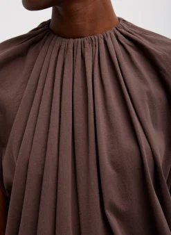 T-Shirting Shirred Neck Circular Top-Tibi Outlet