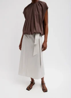 T-Shirting Shirred Neck Circular Top-Tibi Outlet