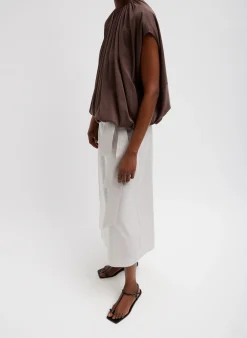 T-Shirting Shirred Neck Circular Top-Tibi Outlet
