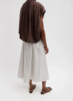 T-Shirting Shirred Neck Circular Top-Tibi Outlet