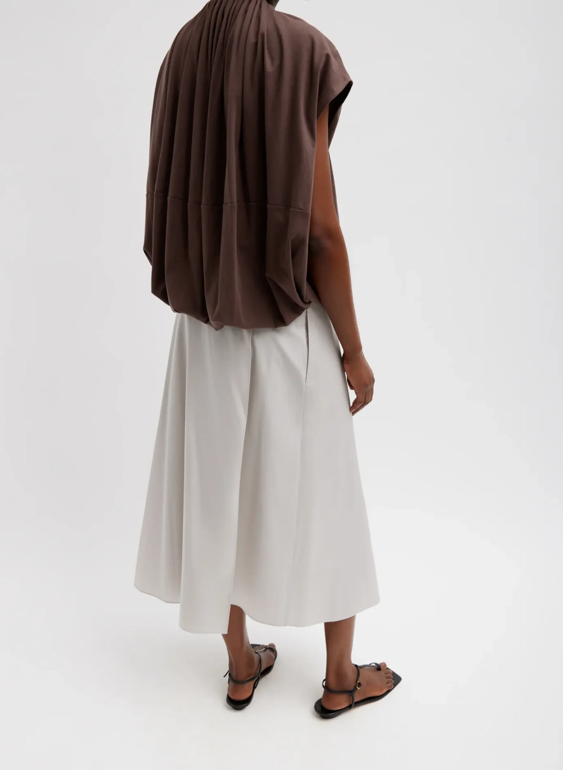 T-Shirting Shirred Neck Circular Top-Tibi Outlet
