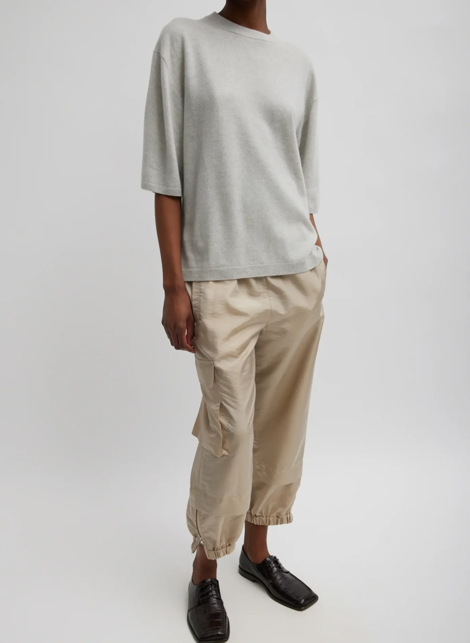Washable Cashmere Oversized Easy T-Shirt-Tibi Sale